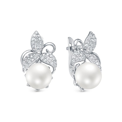 z 2-10221 Серьги с жемчугом. Серебро 925. 