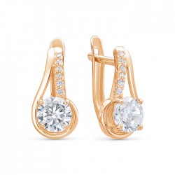 z2-10551 Серьги с фианитами. Золото 585.