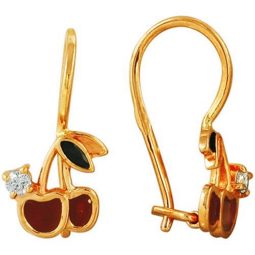 z2-752d Детские серьги "вишенки" на петельке.Золото 585. 