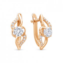 z2-10553 Серьги с фианитами. Золото 585.