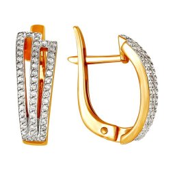 z2-8485 Серьги с бриллиантовой россыпью. Золото 585.