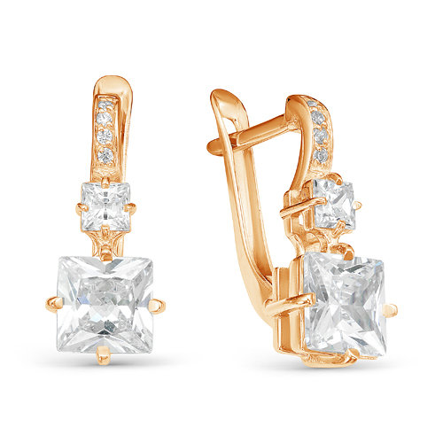 z2-9681 Серьги с фианитами. Золото 585. 