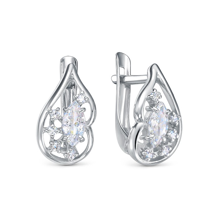 z2-10088 Серьги с фианитами. Серебро 925. 