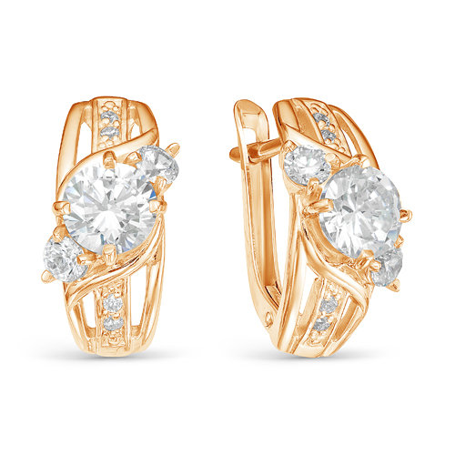 z2-9691 Серьги с фианитами. Золото 585. 