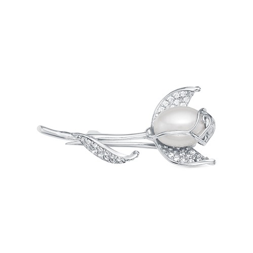 z7-072 Брошь с жемчугом. Серебро 925. 