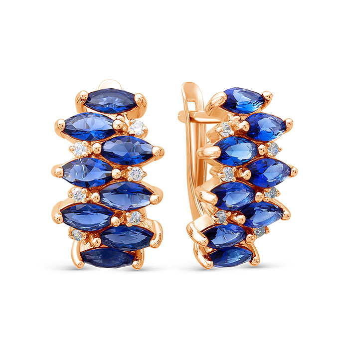 z2-10376 Серьги с фианитами. Золото 585. 