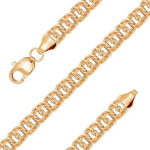 z6-070ab1,0-1 Цепь ручного плетения Арабский бисмарк.Толщина проволоки 1 мм.Золото 585. 