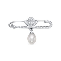 z7-073 Брошь с жемчугом. Серебро 925.