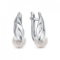 z2-10469 Серьги с жемчугом. Серебро 925.