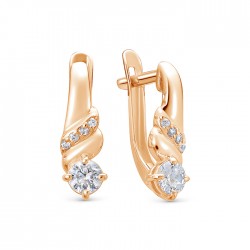 z2-10552 Серьги с фианитами. Золото 585.