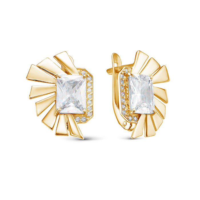 z2-11136 Серьги с фианитами. Золото 585. 