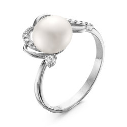z1-9377 Кольцо с жемчугом. Серебро 925.