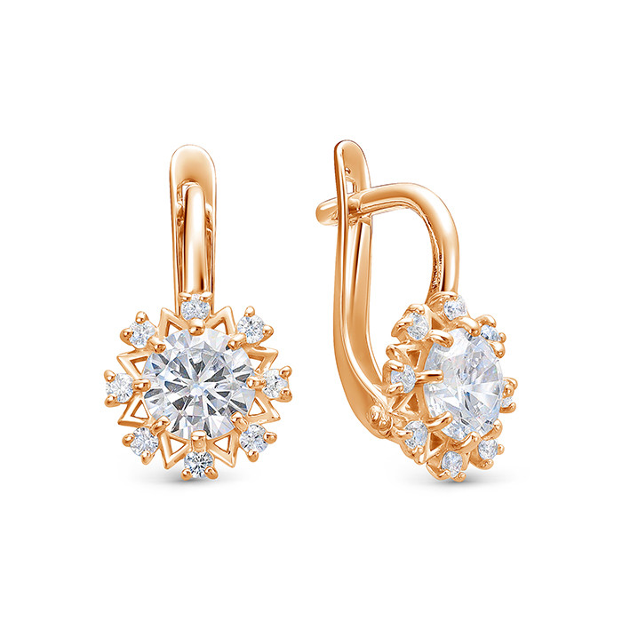 z2-10632 Серьги с фианитами. Золото 585. 