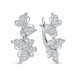 z2-10998 Серьги бабочки с фианитами. Серебро 925.