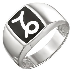 z1-8441-1 Печатка из серебра 925 пробы с родированием. Козерог.Серебро 925.