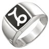 z1-8441-1 Печатка из серебра 925 пробы с родированием. Козерог.Серебро 925. 