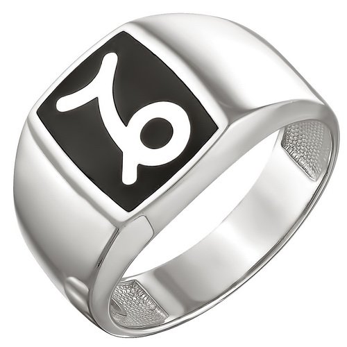 z1-8441-1 Печатка из серебра 925 пробы с родированием. Козерог.Серебро 925. 