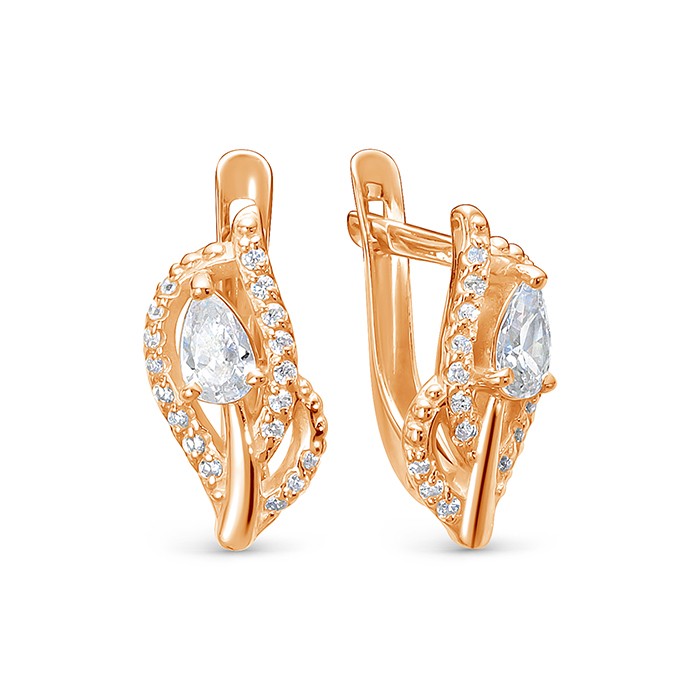 z2-10640 Серьги с фианитами. Золото 585. 