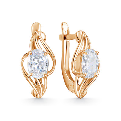 z2-10906 Серьги с фианитами. Золото 585.