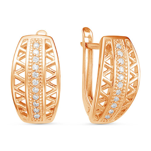 z2-9519 Серьги с фианитами. Золото 585. 