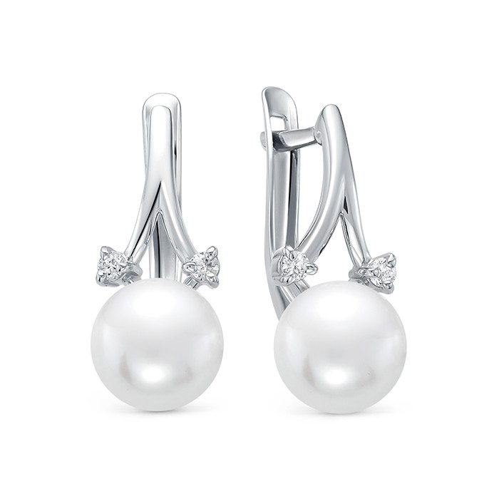 z2-10331 Серьги с жемчугом. Серебро 925. 