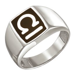 z1-8441-10 Печатка из серебра 925 пробы с родированием. Весы.Серебро 925.