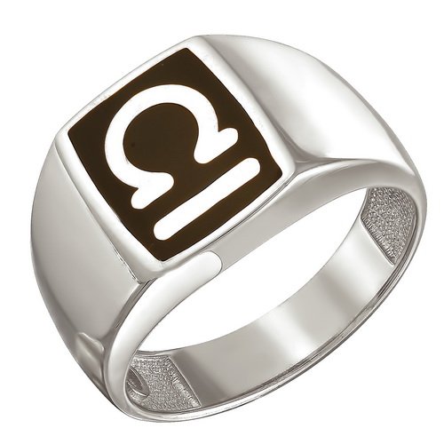 z1-8441-10 Печатка из серебра 925 пробы с родированием. Весы.Серебро 925. 