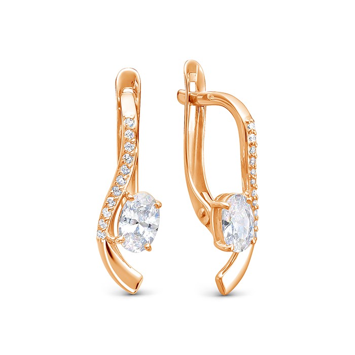 z2-10651 Серьги с фианитами. Золото 585. 