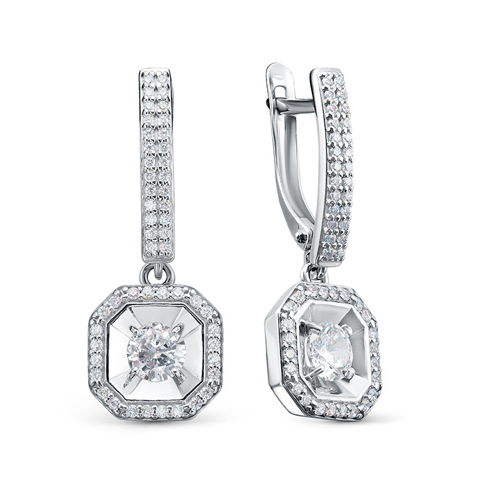 z2-11157-1l Серьги с фианитами. Серебро 925.  