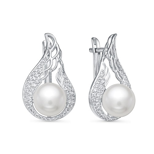 z2-10067 Серьги с жемчугом. Серебро 925. 