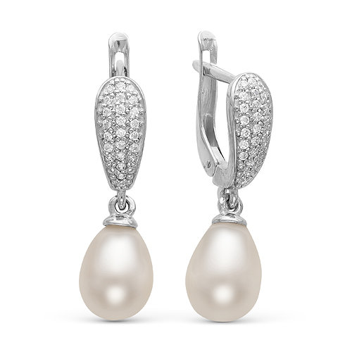 z2-8858 Серьги с жемчугом. Серебро 925. 