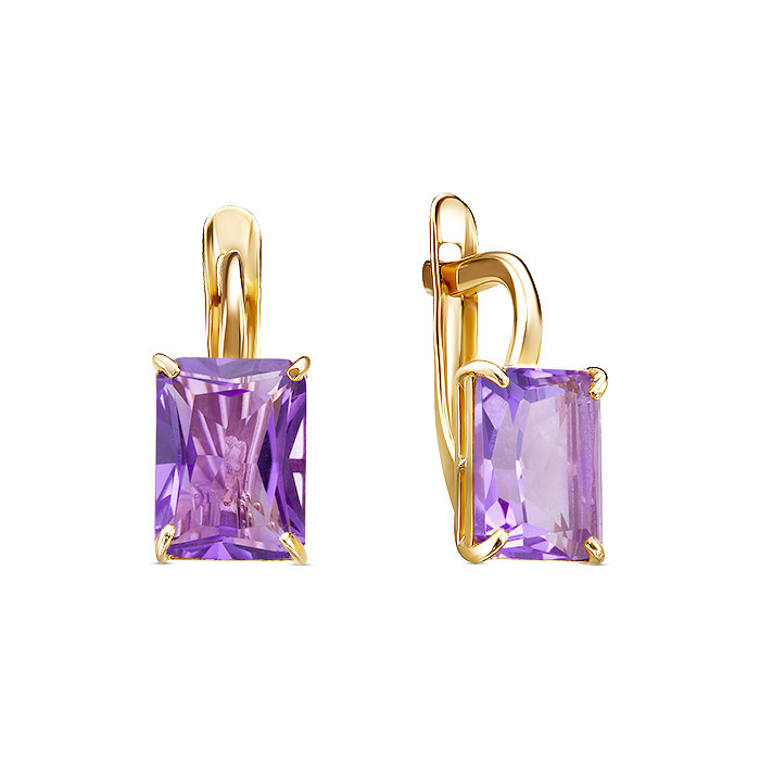 z2-10488 Серьги с фианитами. Золото 585. 