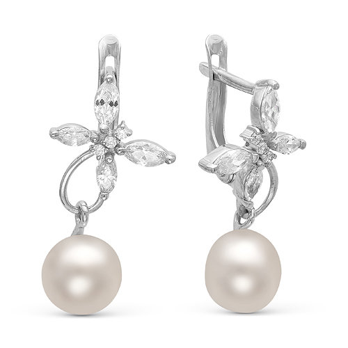 z2-8884 Серьги с жемчугом. Серебро 925. 