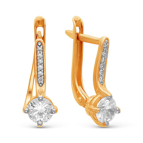 z2-8974 Серьги с фианитами. Золото 585. 