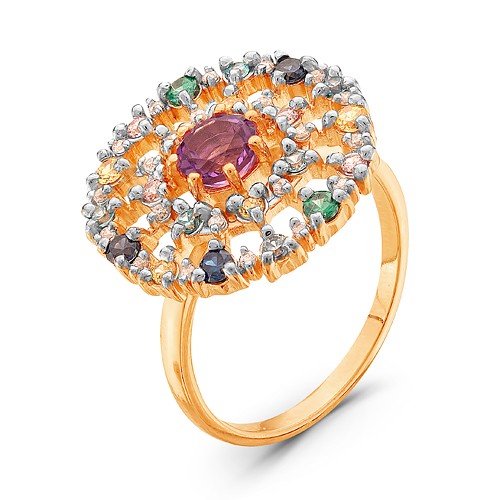 z1-8946 Кольцо с полудрагоценными вставками. Золото 585. 