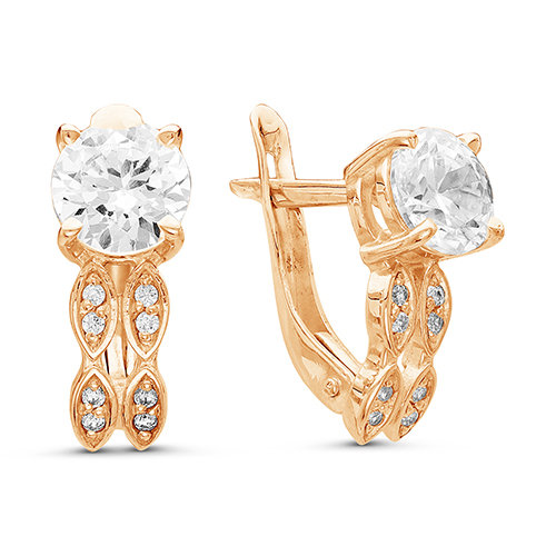 z2-8990 Серьги с фианитами. Золото 585. 