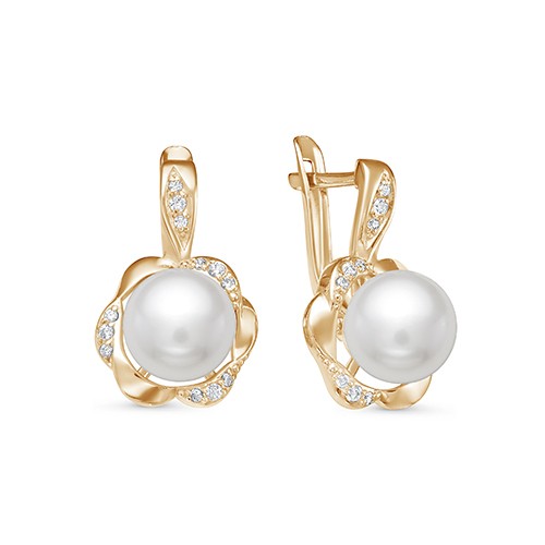 z2-10105 Серьги с жемчугом. Золото 585. 