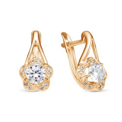 z2-10271 Серьги с фианитами. Золото 585.