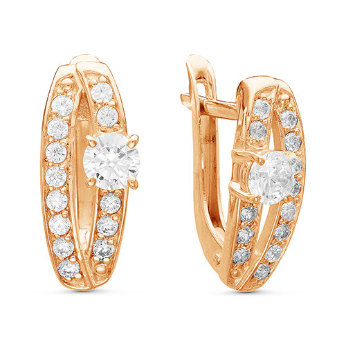 z2-8991 Серьги с фианитами. Золото 585. 