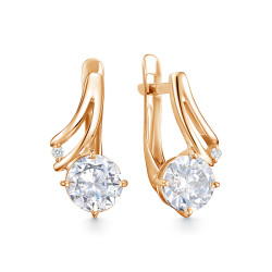 z2-10902 Серьги с фианитами. Золото 585.