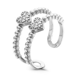 z1-9308 Кольцо Два сердца. Серебро 925.