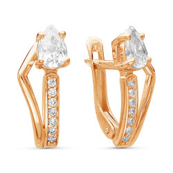 z2-8993 Серьги с фианитами. Золото 585.