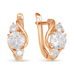 z2-9781 Серьги с фианитами. Золото 585.