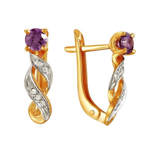 z2-8663 Серьги с полудрагоценными вставками. Золото 585. 