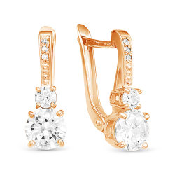 z2-9676 Серьги с фианитами. Золото 585.