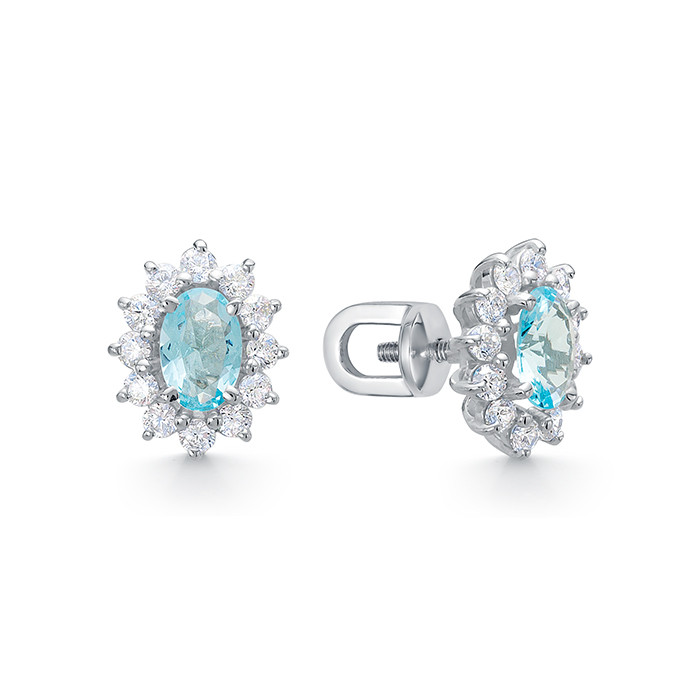 2-10206 Пусеты с фианитами. Серебро 925. 