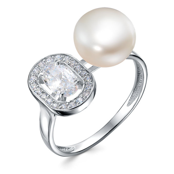 z1-11480 Кольцо с жемчугом. Серебро 925. 