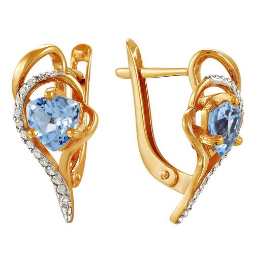 z2-8669 Серьги с полудрагоценными вставками. Золото 585. 