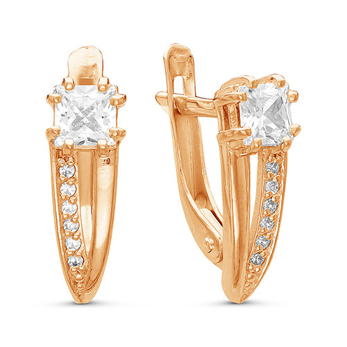 z2-8992 Серьги с фианитами. Золото 585. 