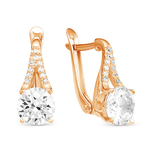 z2-9684 Серьги с фианитами. Золото 585. 